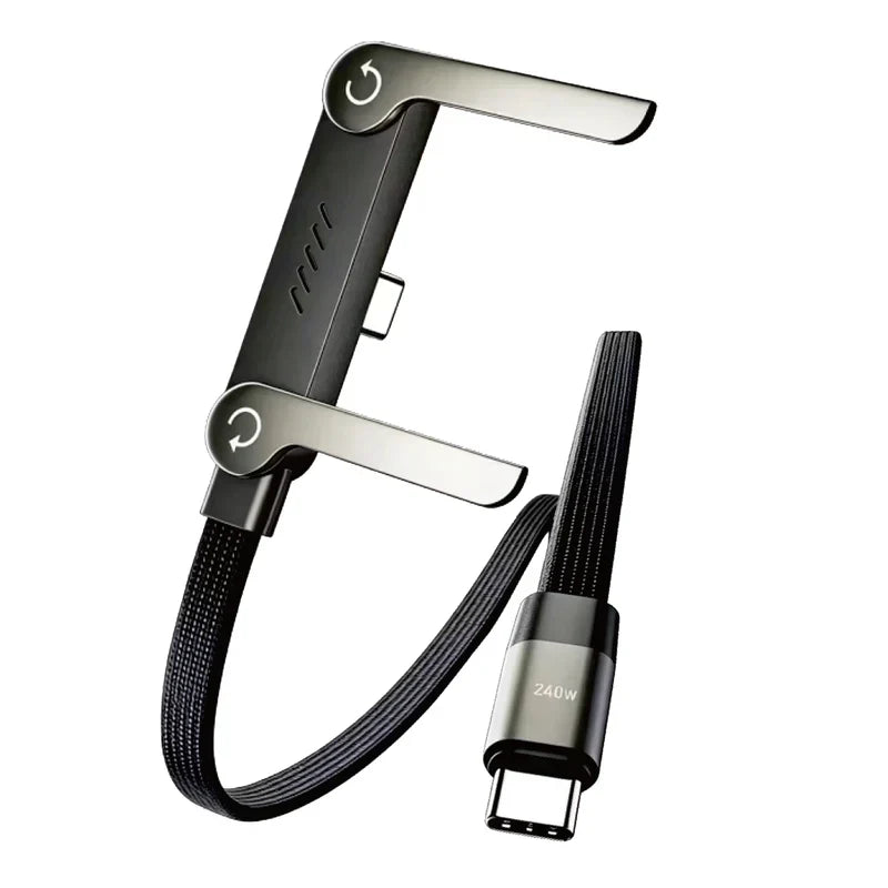240W Super Fast Charging Flat Nylon Stand Cable With Adjustable Wings